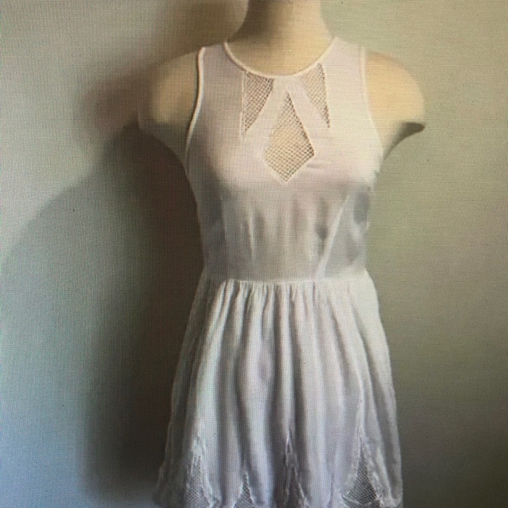 White Sleeveless Dress with Mesh Details
